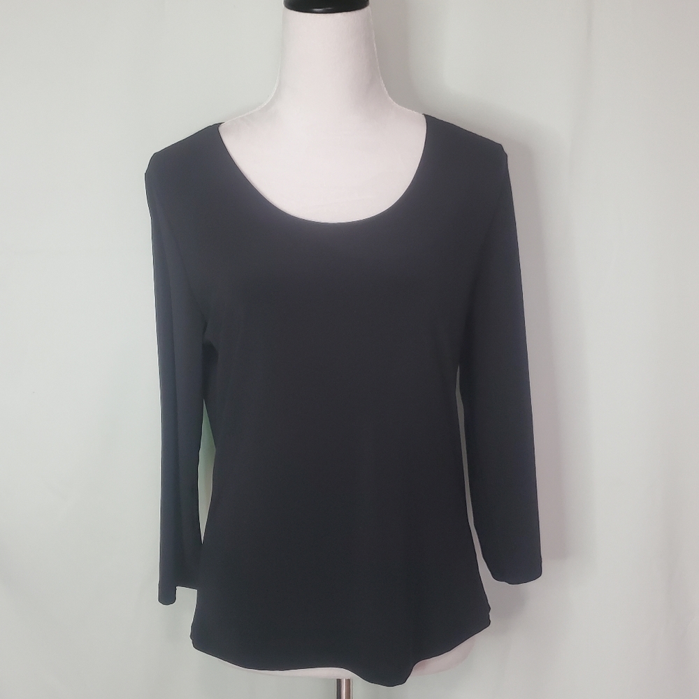 3/$15 🔴 Sale Susan Lawrence Black ¾ Sleeves U Neckline Size Large